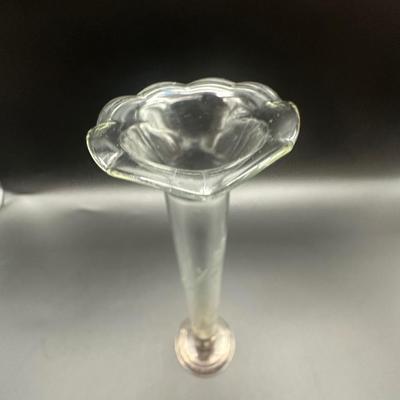 Sterling Weighted Glass Etched Vase