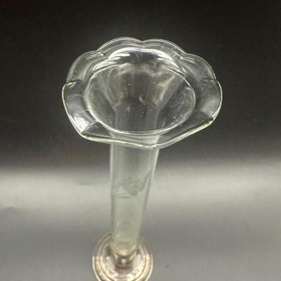 Sterling Weighted Glass Etched Vase