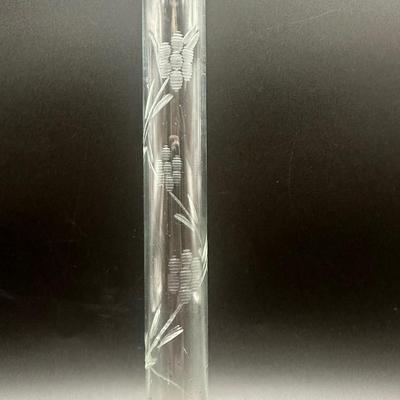 Sterling Weighted Glass Etched Vase