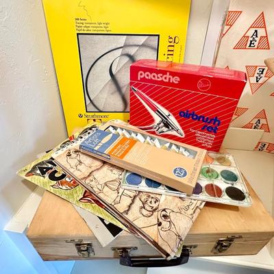 Lot of Art Supplies Paint, drawers of pastels and an easel box, paper and more fun art stuff!!