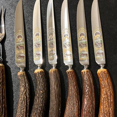 1950s Anton Wingen Jr. 13-Piece Cutlery Set- Real stag antler handles