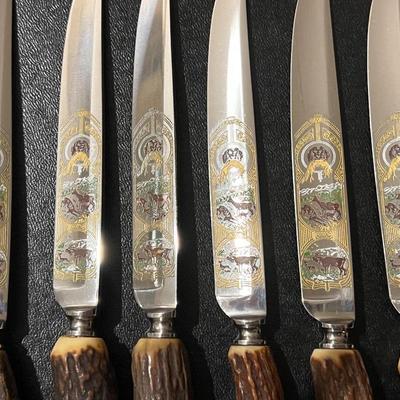 1950s Anton Wingen Jr. 13-Piece Cutlery Set- Real stag antler handles