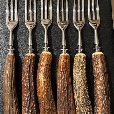 1950s Anton Wingen Jr. 13-Piece Cutlery Set- Real stag antler handles