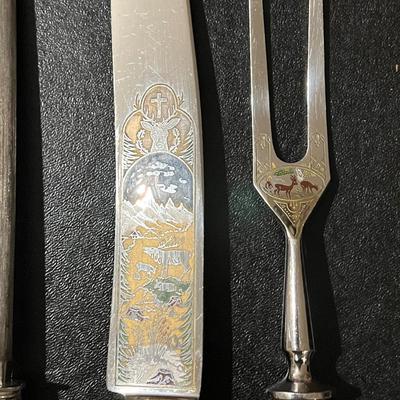 1950s Anton Wingen Jr. Carving Set- Real stag antler handles