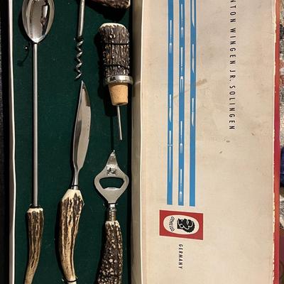 1950s Anton Wingen Jr. Bar Set- Real stag antler handles