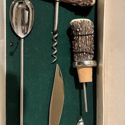 1950s Anton Wingen Jr. Bar Set- Real stag antler handles