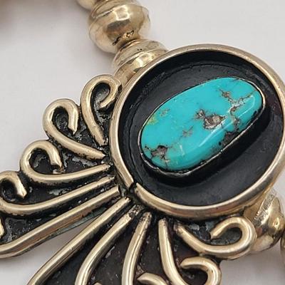 Exquisite Six Turquoise Stone Navajo Silver Necklace $800-$1000 Value