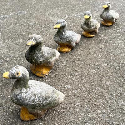 “Get Your Ducks In A Row” ~ Momma & Five (5) Baby Cement Garden Ducks