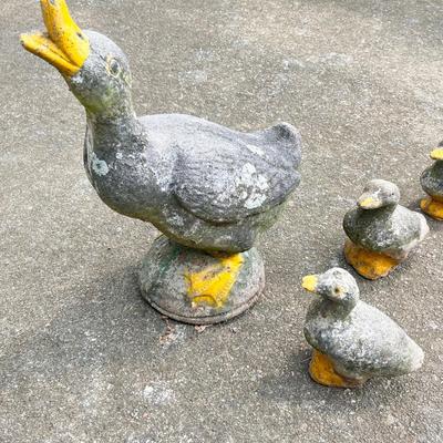 “Get Your Ducks In A Row” ~ Momma & Five (5) Baby Cement Garden Ducks