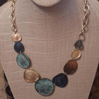 Multicolor metal necklace approximately 21 in long