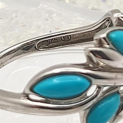 Sleeping Beauty Turquoise 925 Silver Cuff & Ring 18.7gr