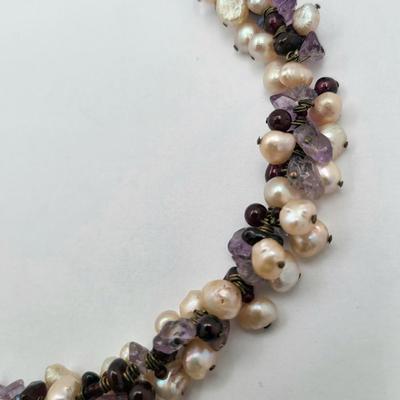 Vintage Beaded Bag & Hand Crafted Amethyst/Pearl Necklace