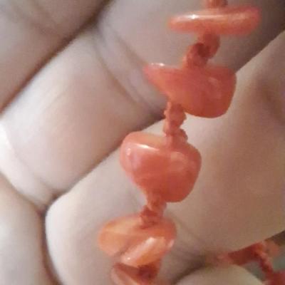 Multi-strand beaded red necklace possibly coral