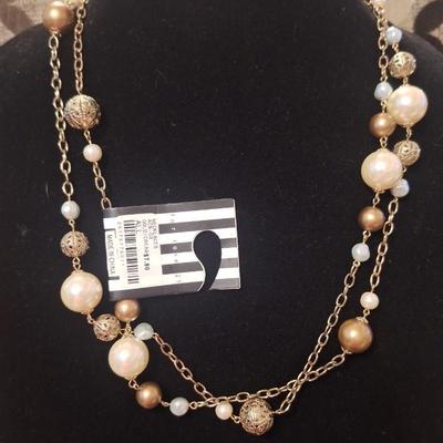 52 in beaded necklace faux pearls
