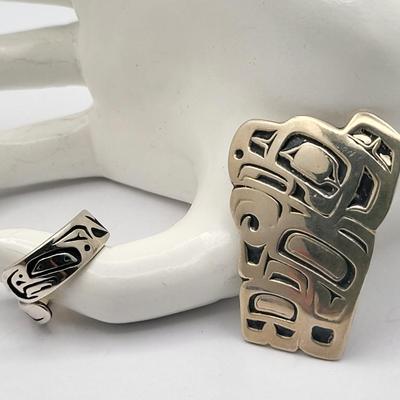 Native Jean Ferrier Pin & D. Dennis Sterling Ring 17.4gr