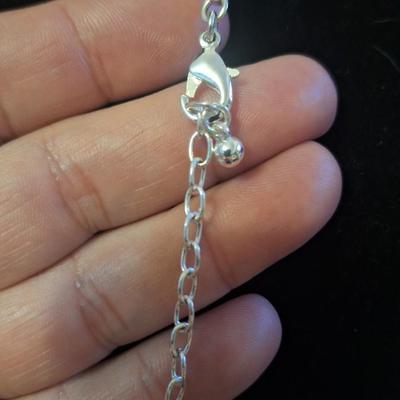 38 in necklace faux silver and pearl beads