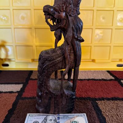 S. India Leogryph Hindu Yali Pillar Strut Vyala Corbel wood carving