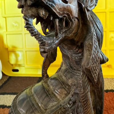 S. India Leogryph Hindu Yali Pillar Strut Vyala Corbel wood carving