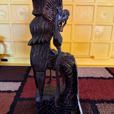 S. India Leogryph Hindu Yali Pillar Strut Vyala Corbel wood carving