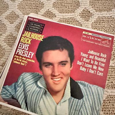 Vintage Elvis Presley 45 Records with covers