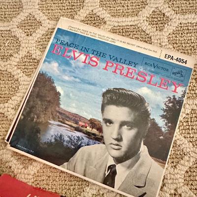 Vintage Elvis Presley 45 Records with covers