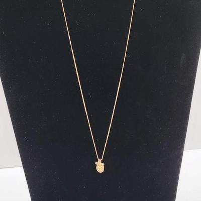 Vintage 14k Gold Small Apple Pendant Necklace