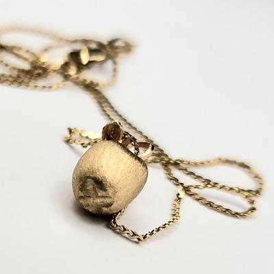 Vintage 14k Gold Small Apple Pendant Necklace