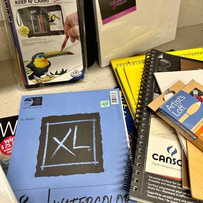 Lot of Art Supplies, Canvases, Paint and Pads of paper