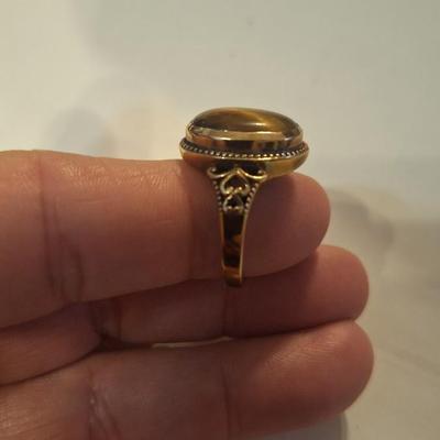 Copper ring with brown stone sz 8