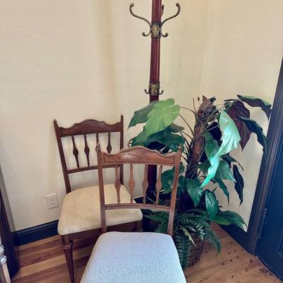 2 Matching chairs Coat Tree and Faux Plant