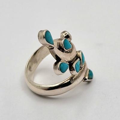 Sleeping Beauty Turquoise Sterling Bypass Ring 9.4gr