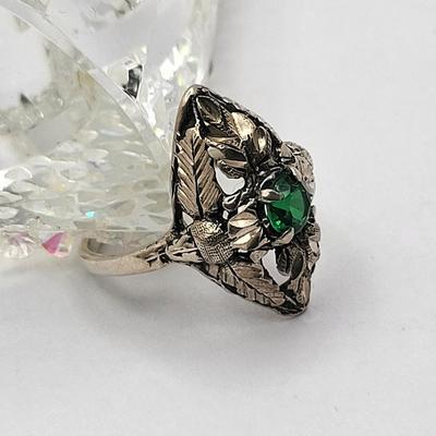 Silver Black Hills Ring With Emerald Stone 3.9gr