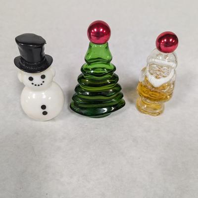 Vintage Avon Christmas Tree Snowman & Santa Perfume Bottles