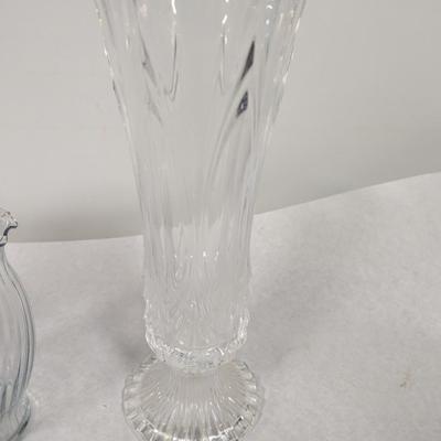Vintage Crystal Glass Platter Deviled Egg Dish & Vases