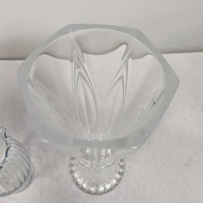 Vintage Crystal Glass Platter Deviled Egg Dish & Vases