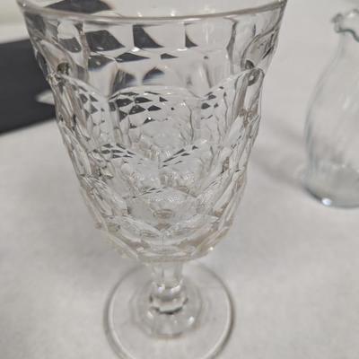 Vintage Crystal Glass Platter Deviled Egg Dish & Vases