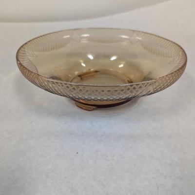 Etched Footed Glass Bowl