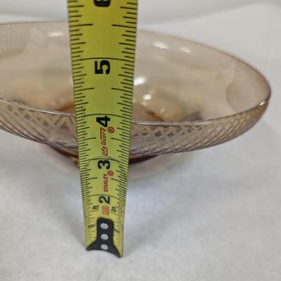 Etched Footed Glass Bowl