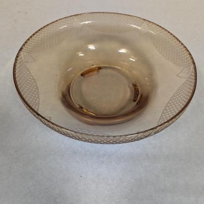 Etched Footed Glass Bowl