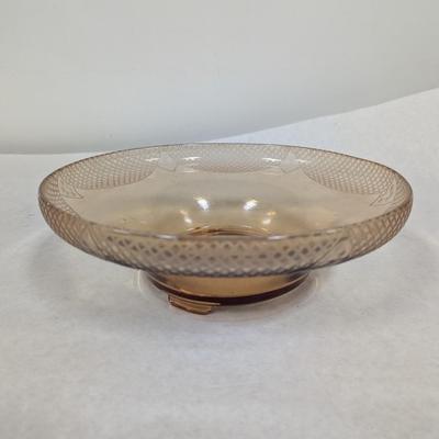 Etched Footed Glass Bowl