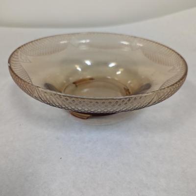 Etched Footed Glass Bowl