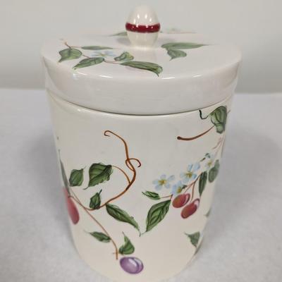Stone Lite Floral & Fruit Canister & Steel Apple Pail