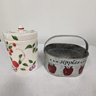 Stone Lite Floral & Fruit Canister & Steel Apple Pail