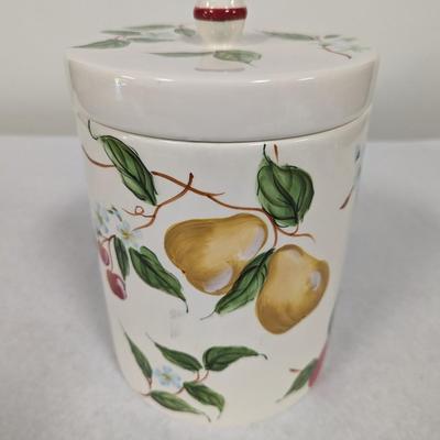 Stone Lite Floral & Fruit Canister & Steel Apple Pail