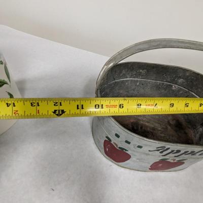 Stone Lite Floral & Fruit Canister & Steel Apple Pail