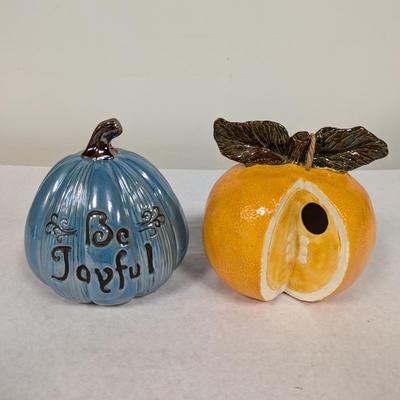 "Be Joyful" Ceramic Sentiment Pumpkin & Ceramic Orange