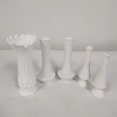 Milk Glass Vases Hobnail Stem