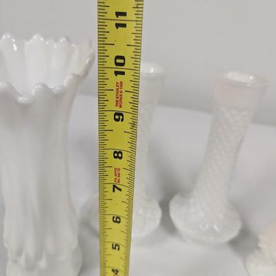 Milk Glass Vases Hobnail Stem