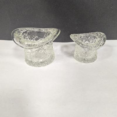 Vintage Large & Small Clear Glass Daisy & Button Top Hat