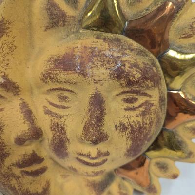 Vintage Sun & Moon Terra Cotta Wall Hanging